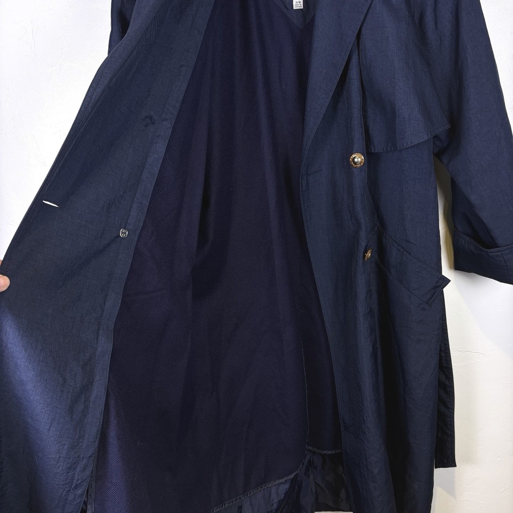 Vintage J. Gallery Woman's Trench Coat Size 7/8 Navy Blue 80's 90's Capsule - Picture 14 of 16